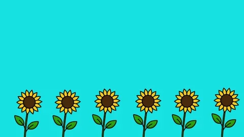 Animation of a row of sunflower blowing in the wind Stock Footage 330090666