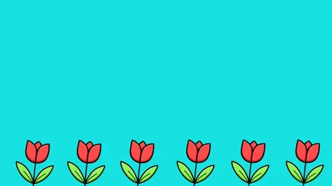 Animation of a row of tulip flower blowing in the wind Stock Footage 330090634