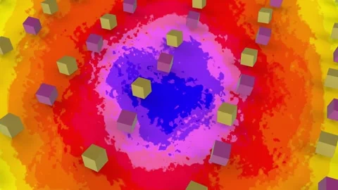 Animation of rows of 3d cubes shapes moving over multi coloured background Stock Footage 329128305