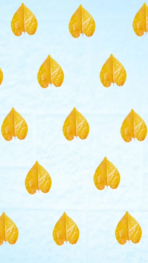 Animation of rows of autumn yellow leaves on blue background Stock Footage 344244356