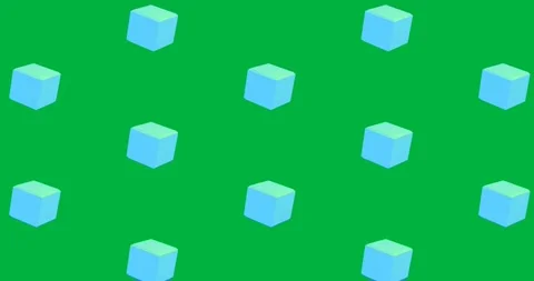 Animation of rows of blue cubes pattern moving on transparent background Stock Footage 318052865