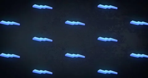 Animation of rows of blue thunder pattern moving on black background Stock Footage 244733730