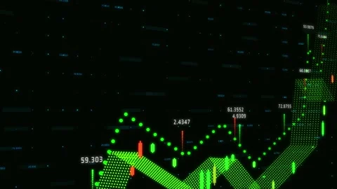 Animation of rows of pattern spinning over binary coding and data processing Stock Footage 328009989