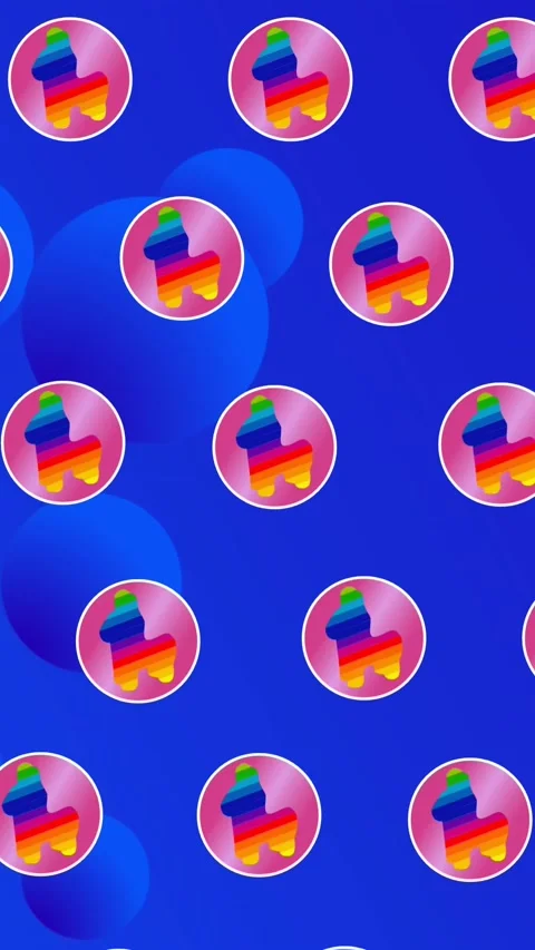 Animation of rows of rainbow unicorn icons over blue background Stock Footage 319262356