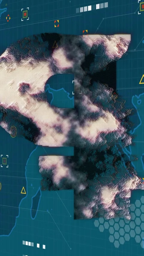 Animation of ruble icon over world map and data Stock Footage 344614570