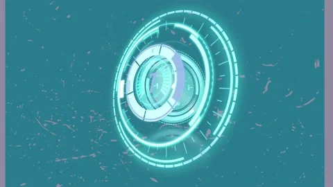 Animation of safe lock and scanner with clock face processing over splattered Stock Footage 165091400