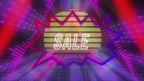 Animation of sale text in abstract pattern with setting sun, looping Stock Footage 327784128