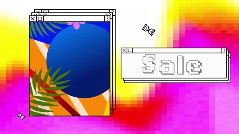 Animation of sale text and computer screens over neon pattern background Stock Footage 327356746