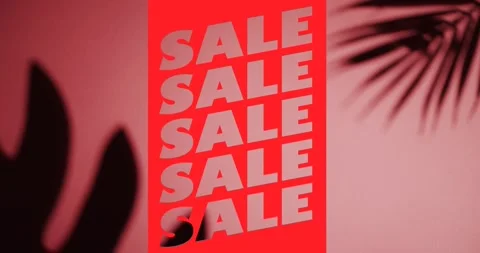 Animation of sale text over close up of leaf pattern Stock Footage 241010657