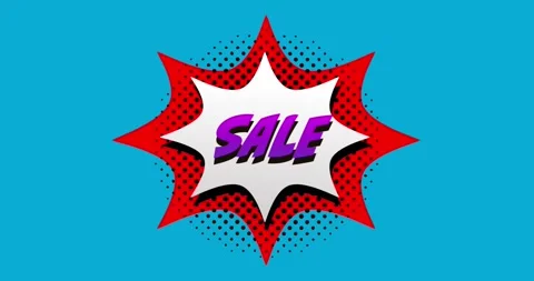 Animation of sale text over retro vibrant pattern and speech bubble Stock Footage 246733111