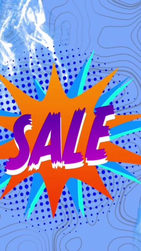 Animation of sale text on retro speech bubble and patterned background Stock Footage 343955992