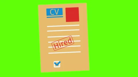 Animation of a sample of CV with a hired stamp Stock Footage 164404614