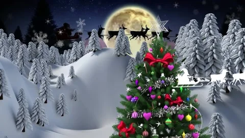 Animation Of Santa Claus In Sleigh Pulle Stock Video Pond5