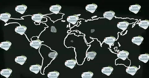 Animation of save planet writings and trees over world map on black background 스톡 동영상 162944929