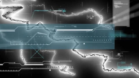 Animation of scanner interface and processing data, with white electric currents Stock Footage 165605830
