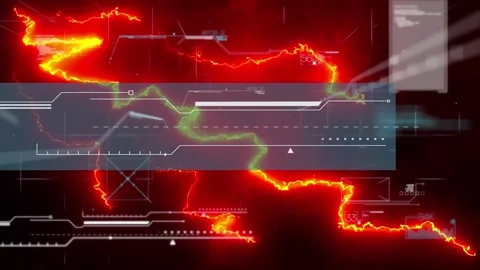 Animation of scanner interface and processing data, with red electric currents Stock Footage 165605848