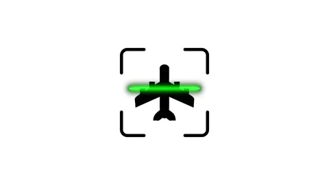 Animation of scanning airplane icon with moving green laser beam effect on .. 스톡 동영상 346498445