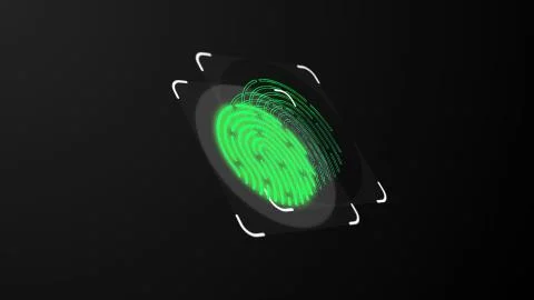 Animation of scanning and analysis biometric data from fingerprint. Animation of Illustrazione stock