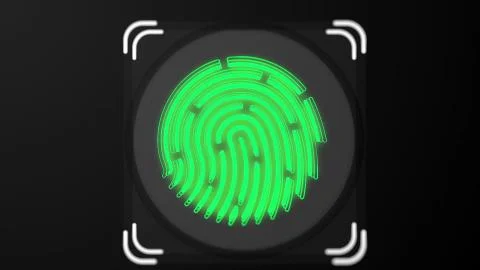 Animation of scanning and analysis biometric data from fingerprint. Animation of Stockillustratie