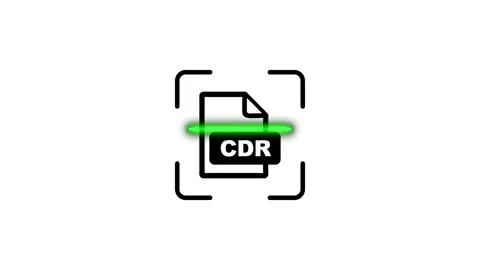Animation of scanning cdr vector file icon with green laser beam on white b.. Stock Footage 346498314