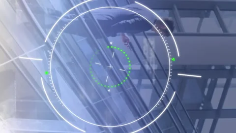 Animation of scanning circle with programming language over businessman using Stock Footage 313411784