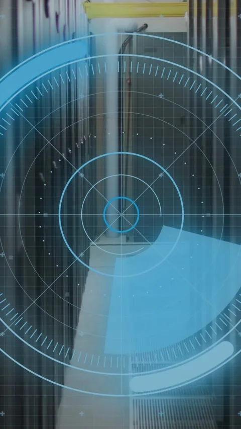 Animation of scanning circle, radar, multiple graphs and computer language over Stock Footage 344525745