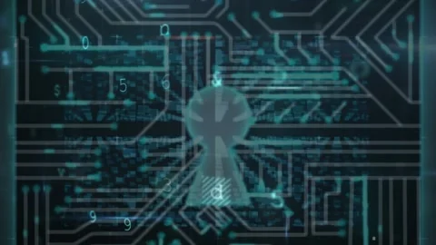 Animation of scanning, malware and warning over numbers and digital padlock Stock Footage 329853432