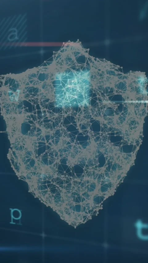 Animation of scanning, numbers and online security shield Stock Footage 343920017
