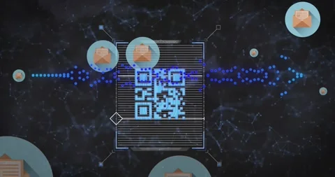 Animation of scanning qr codes over grap... | Stock Video | Pond5