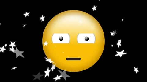 Animation of scared emoji icon over stars falling Stock Footage 328465629
