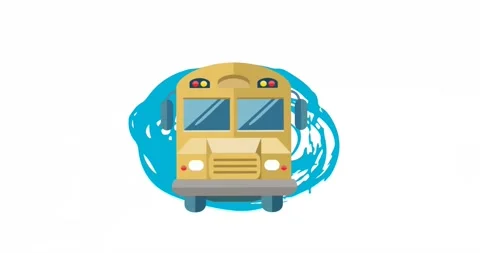 Animation of school bus icon on blue pattern over white background Stock Footage 239431492