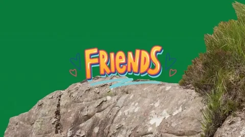 Animation of school bus over friends text and rock on green background Stock Footage 216834872