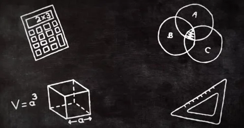 Animation of school items icons with copy space over black background Stock Footage 328457761