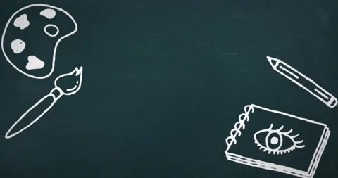 Animation of school items icons with copy space on black background Stock Footage 330337260