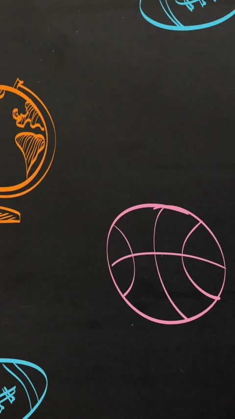 Animation of school items icons moving on black background Stock Footage 341956677