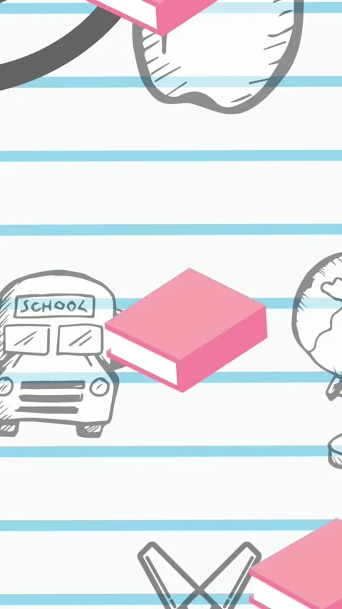 Animation of school items icons moving on white background Stock Footage 342097572