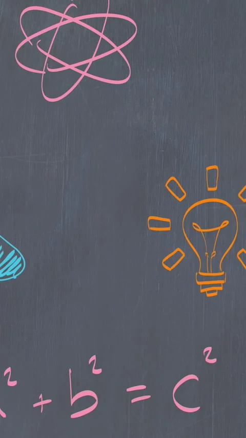 Animation of school items icons over crayons and blackboard Stock Footage 342136403