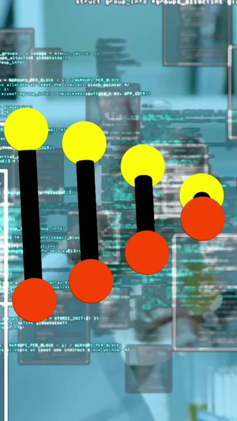 Animation of science data processing over scientist in laboratory Stock Footage 343887540