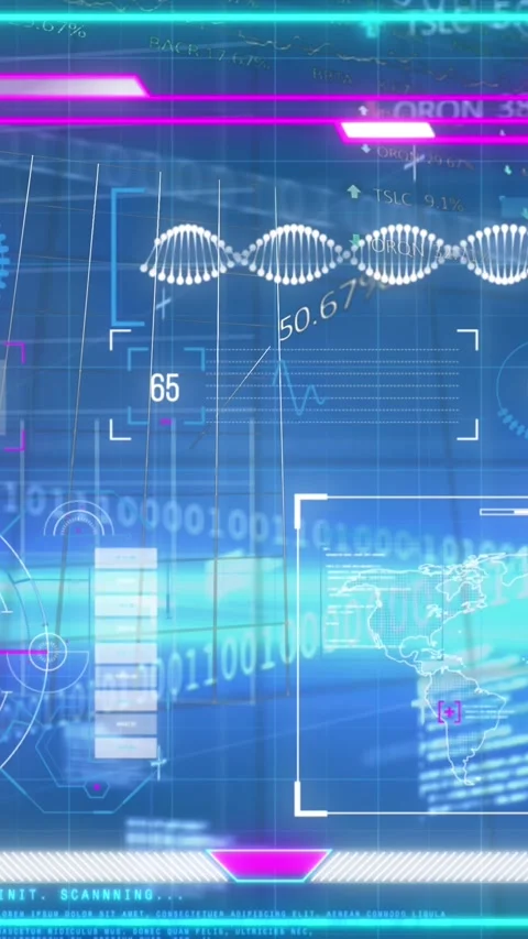 Animation of scientific data processing and binary coding 動画素材 343996054