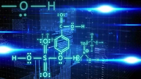 Animation of scientific data processing on dark background Stock Footage 328595478