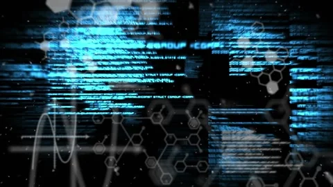 Animation of scientific data processing on dark background Stock Footage 330172506