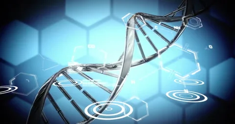 Animation of scientific data processing over dna strand Stock Footage 267085215