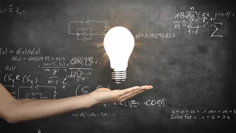 Animation of scientific data processing over lightbulb and hand Stock Footage 308433782