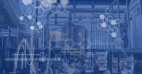 Animation of scientific data processing over laboratory Video stock 310221056