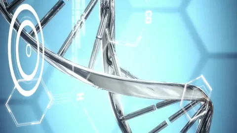 Animation of scientific data processing over dna strand Stock-Footage 312979772