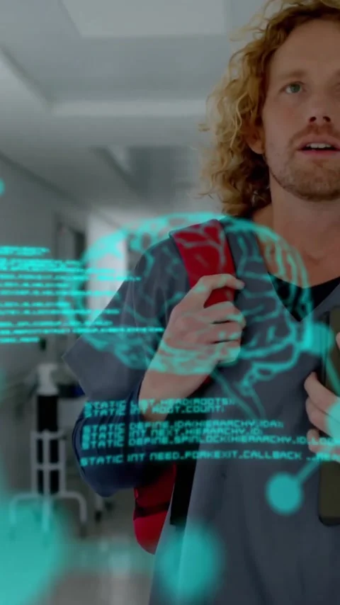 Animation of scientific data processing over caucasian male doctor Stock Footage 320330852