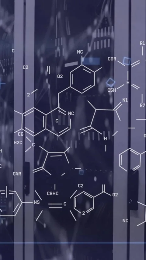 Animation of scientific data processing over computer servers Stock Footage 323488192
