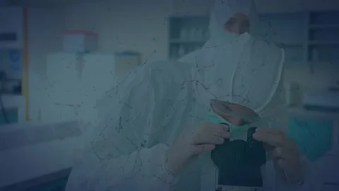 Animation of scientific data processing over asian female scientist in Stock Footage 325702721