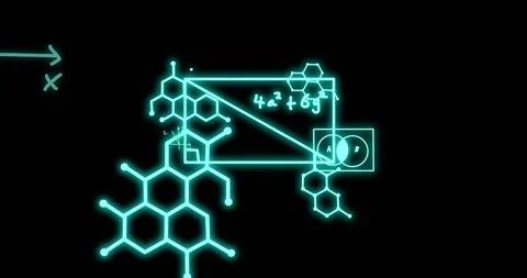 Animation of scientific data processing over black background Stock Footage 329703805