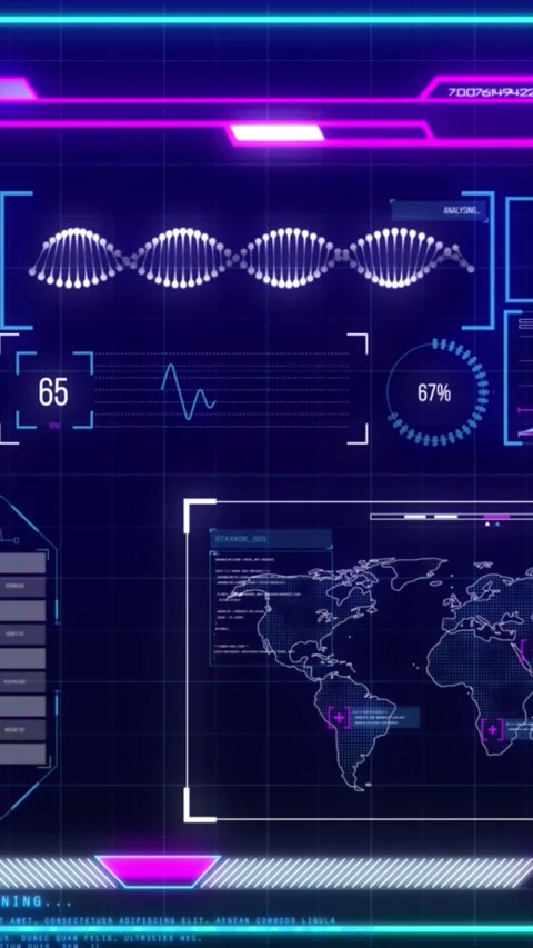 Animation of scientific data processing over screen Stock Footage 331894521